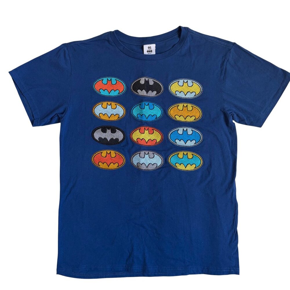 Batman / DC Comics Embroidered Logo T-Shirt (Blue) - Size Medium